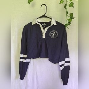 Hollister navy blue cropped shirt
